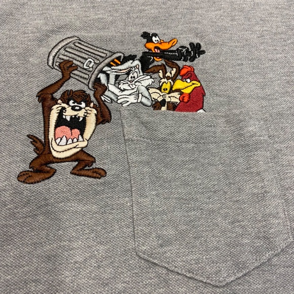 Vintage Warner Bros 2000 Taz Trash Bugs Daffy Pocket Tee T-Shirt Gray Size XXL - Picture 2 of 11